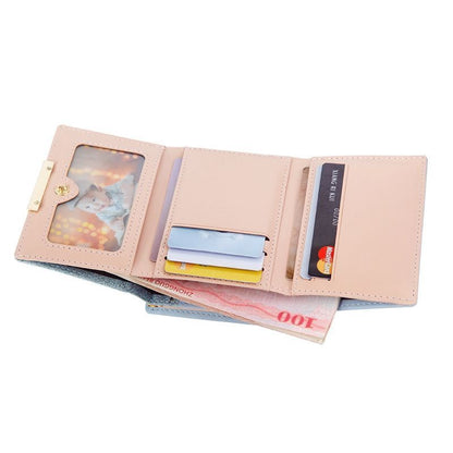 Shiny Wallet Three Fold Wallet Coin Pocket Purse Simple Clutch Bags Polyester