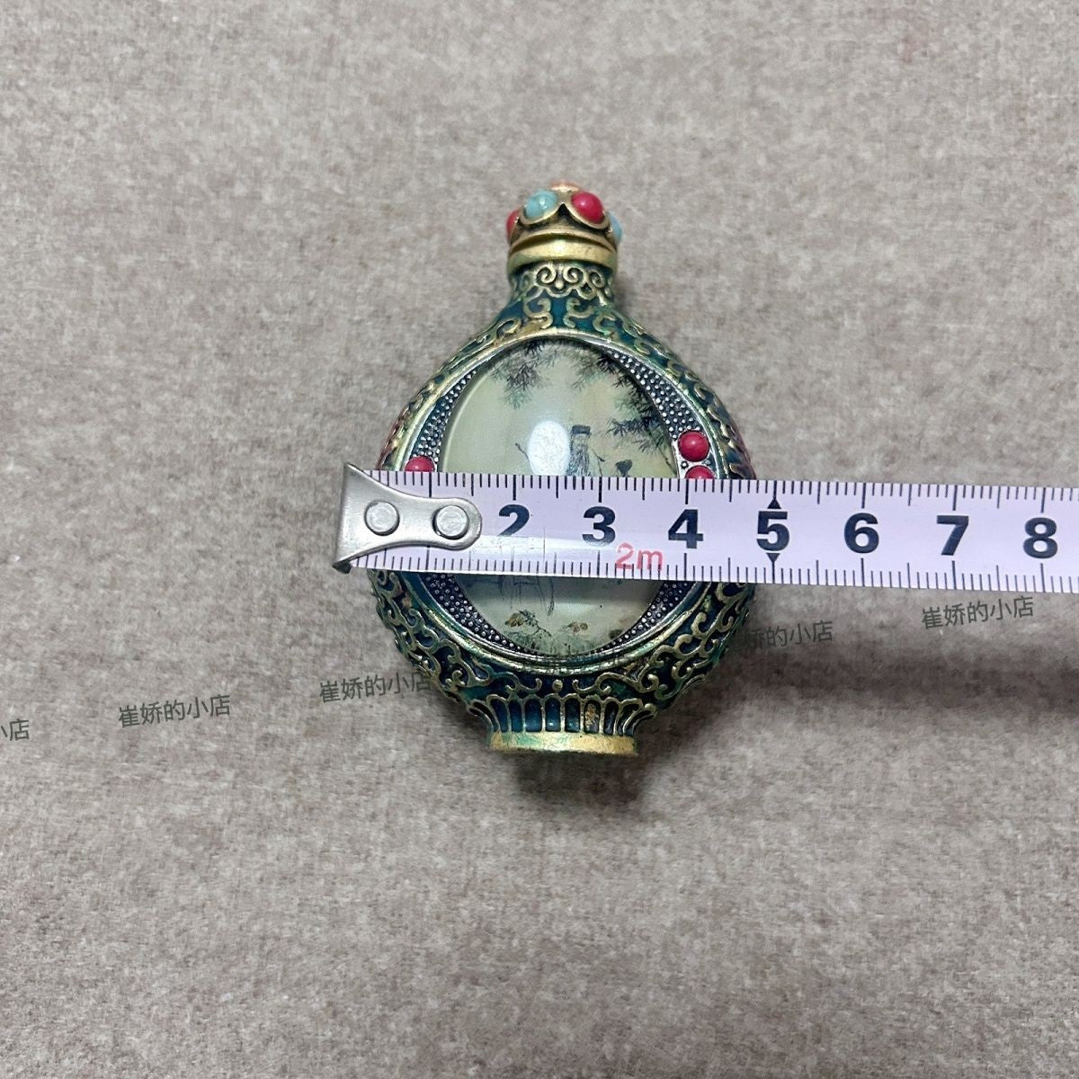 Antique Brass Snuff Bottle Tibetan Inside Painted Double-Sided Snuff Bottle