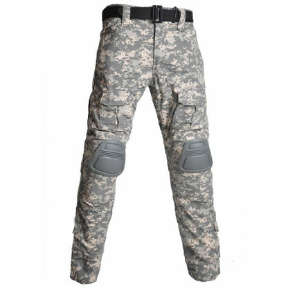 T-Shirt AND Pants Set Camouflage Suit Hiking Trousers Non Slip Silicone Elbow XL