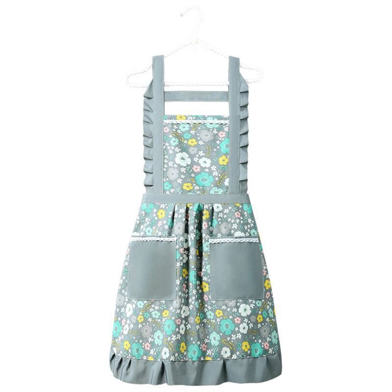 Cooking Aprons Cotton Canvas Floral Home Kitchen Fashion Thin Breathable 65x65cm