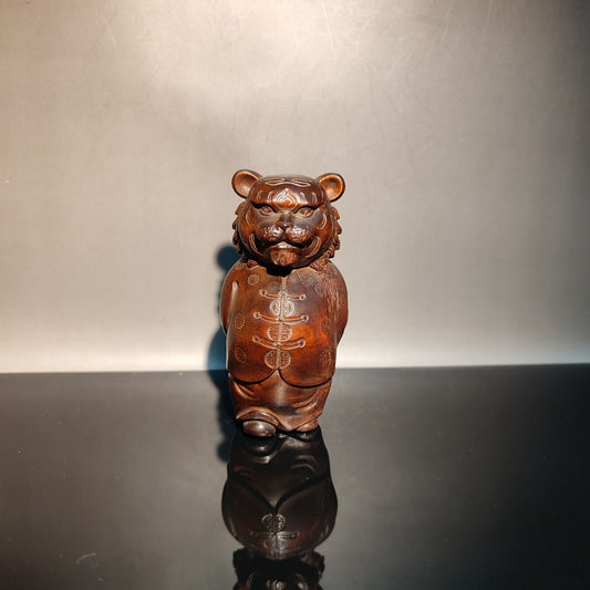 Beautiful Sculpture Tiger Statue Wood Carving Hand Statues Home Decor Statu Art