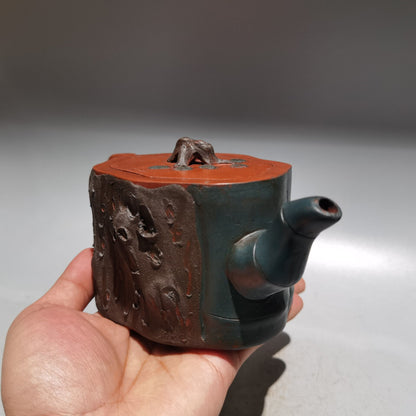 Chinese Yixing Zisha Clay Handmade Exquisite Teapot （三色树桩壶 底款：周桂珍 )