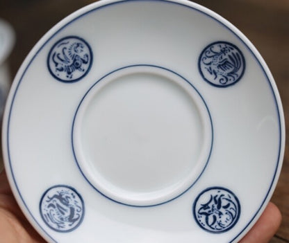 Antique Style Porcelain Gaiwan Ceramic Tureen Small Size Matching Tea Cup China