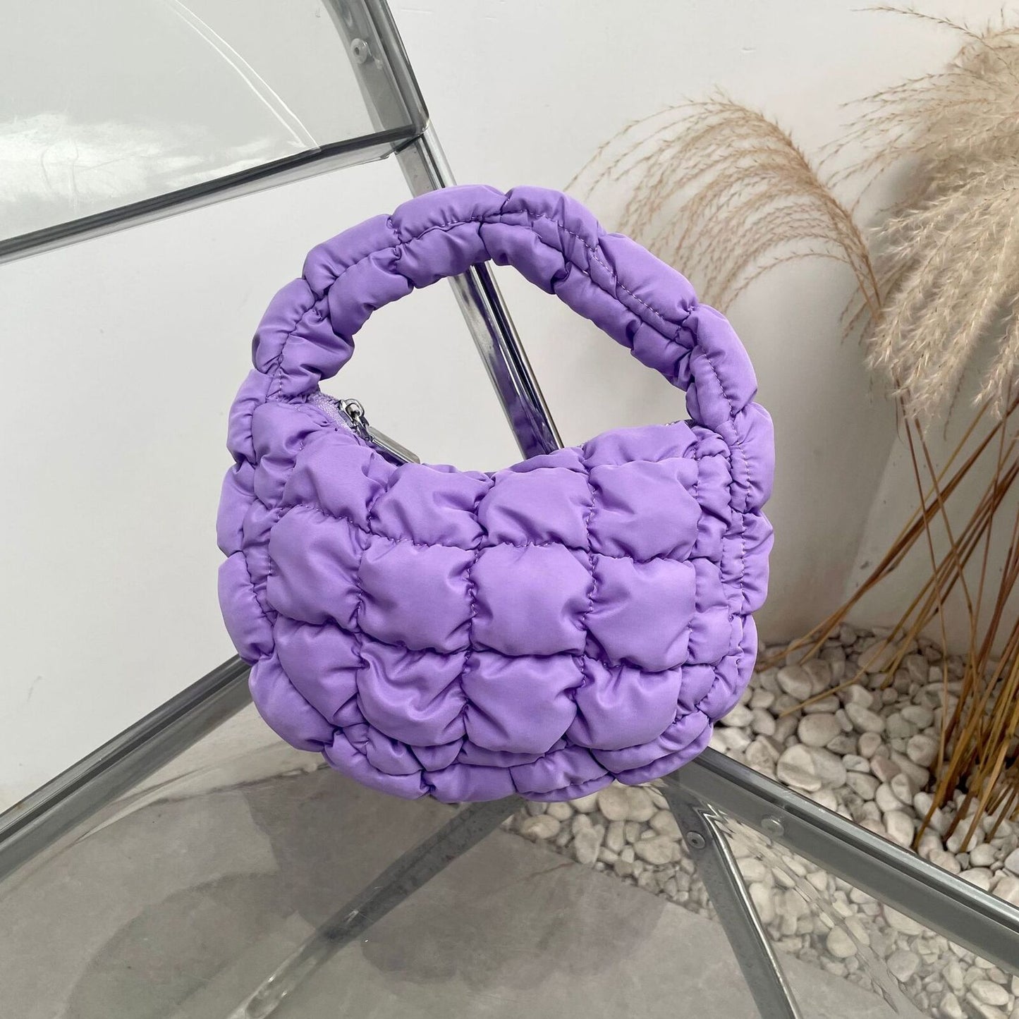 Quilted Shoulder Bag Pleated Cloud Shape Versatile Small Shoulder Handbag Totes