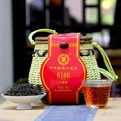 CHINA TEA 6166 Aged Wuzhou Dark Tea Liu Pao Hei Cha Liu Bao Black In Basket 250g