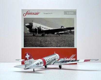1:200 Herpa SWISS AIR LINES Douglas DC-3 Aircraft Plane Diecast Airplane Model