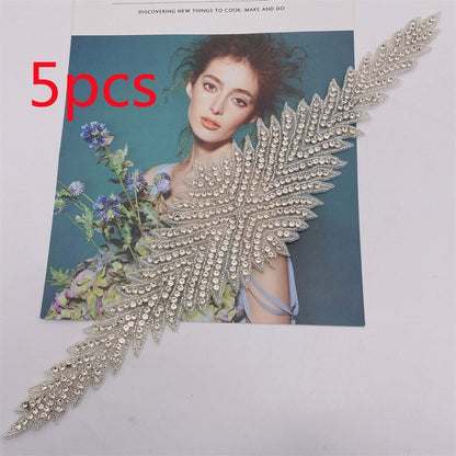 Rhinestone Patches 2-5Pcs Crystal Beaded Iron On Bridal Wedding Dress Decoration