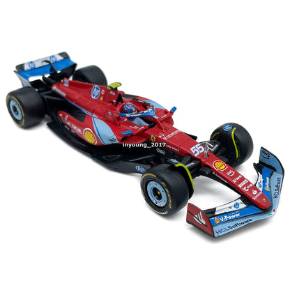 1/43 2024 Ferrari SF-24 Model Toy Car Metal Diecast Toy Vehicle Carlos Sainz 55