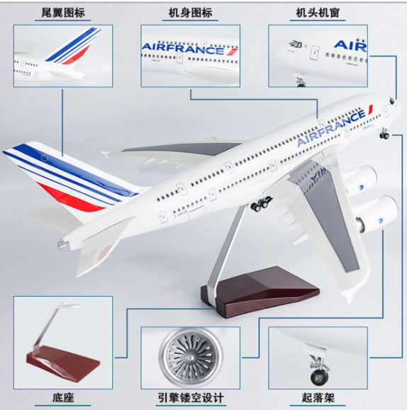 46CM 1:160 AIR FRANCE AIRBUS A380 Airplane Landing Gear Resin Aircraft Model