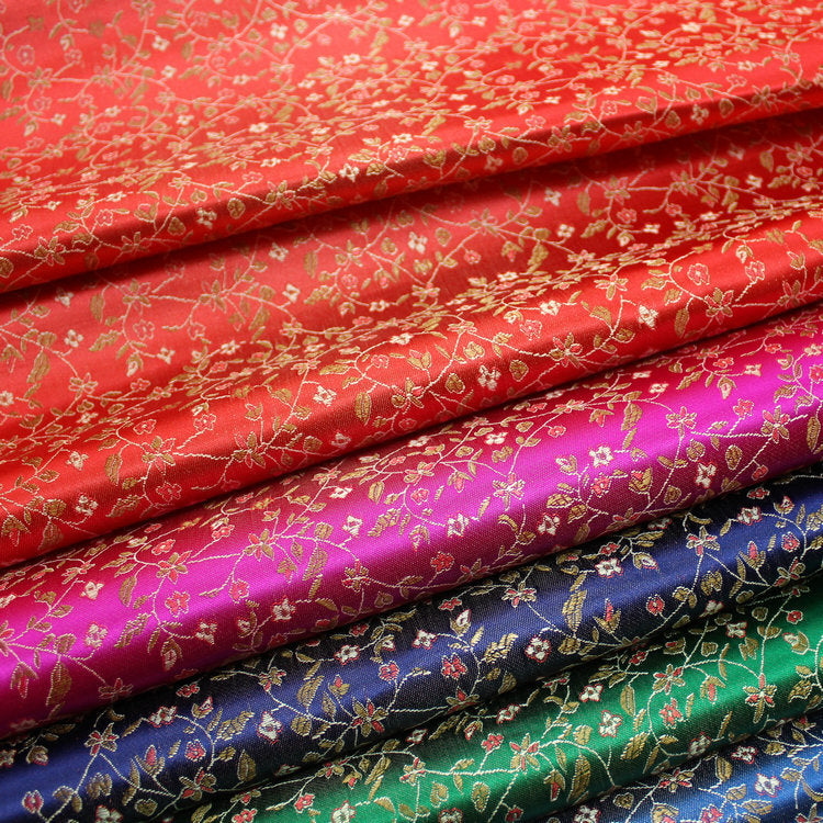 Chinese Jacquard Brocade Floral Satin Fabric for Clothes Bedding Upholstery DIY