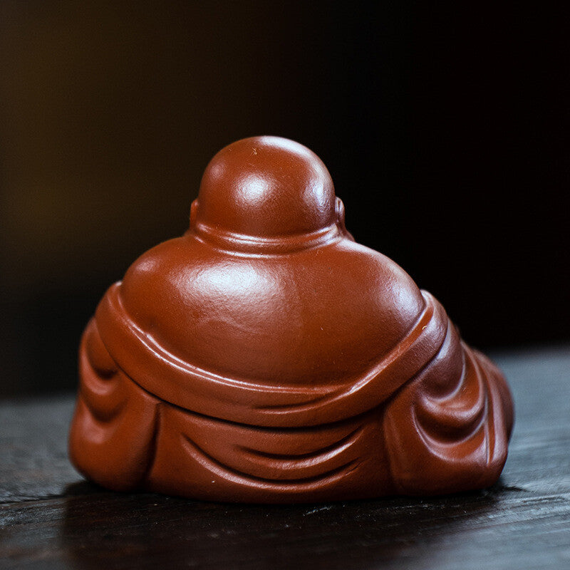 Chinese Yixing Zisha Pottery Lovable Buddhism Maitreya Buddha Tea Pet Statues 57