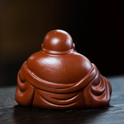 Chinese Yixing Zisha Pottery Lovable Buddhism Maitreya Buddha Tea Pet Statues 57