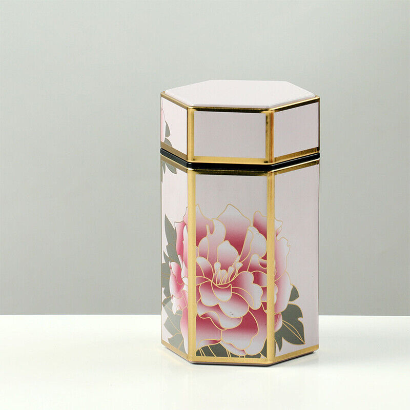 Chinese Vintage Floral Tea Tin Canister Jar Tinplate Tea Sealed Portable Tea Box