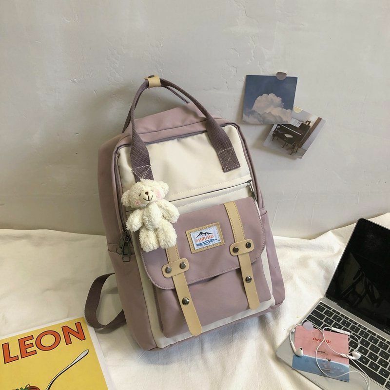 Backpack Women Large Capacity School Tote Rucksack Girls Patchwork Laptop Travel