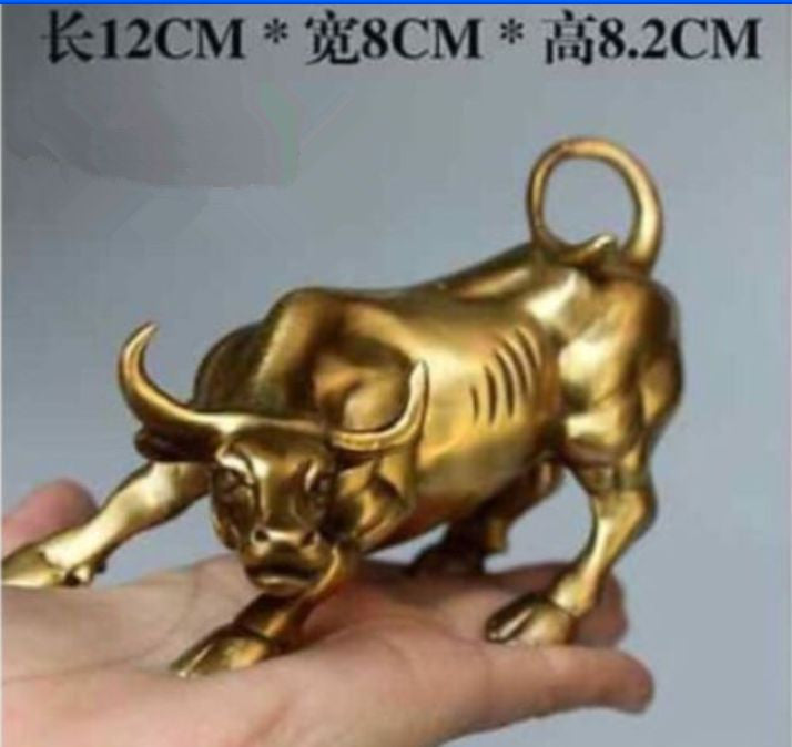 4.7inch Big Wall Street Bronze Fierce Bull Statue Brass Ornament
