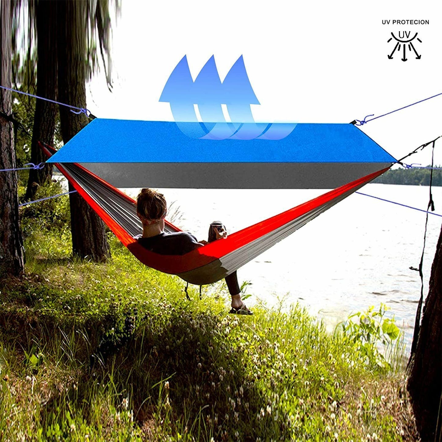 3*3M Hammock Waterproof Rain Fly Tent Portable Sun Shelter UV Protection 750 g