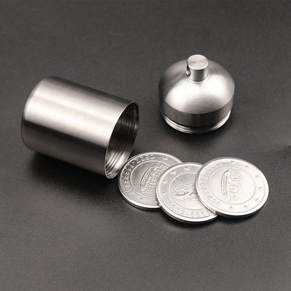 New Stainless Steel Waterproof Cans Case Travel Pills Container Box Key Pendant