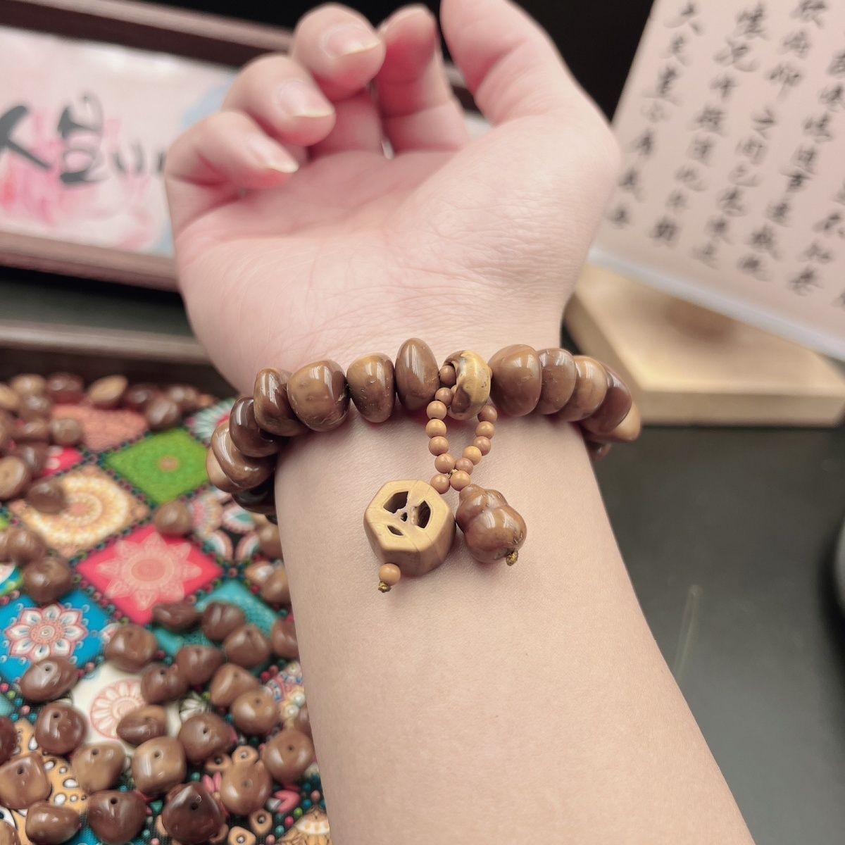 Cooke Bead Purple Golden Rat Carved Bracelet Funny Face Design