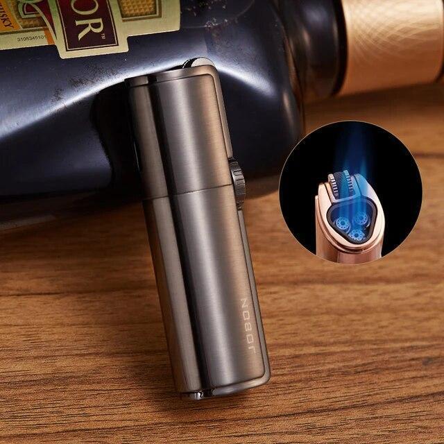 Jobon One Triple Torch Lighter Windproof Gas Butane Jet Flint Lighter 3 Nozzles