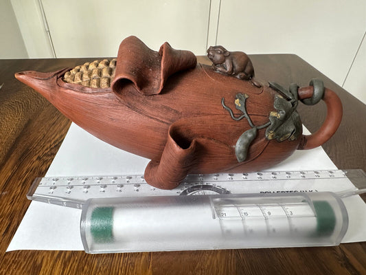Chinese zisha (purple sand) Yixing corn teapot replica