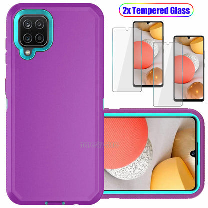 For Samsung Galaxy A42 5G Case Shockproof Phone Cover + Glass Screen Protector