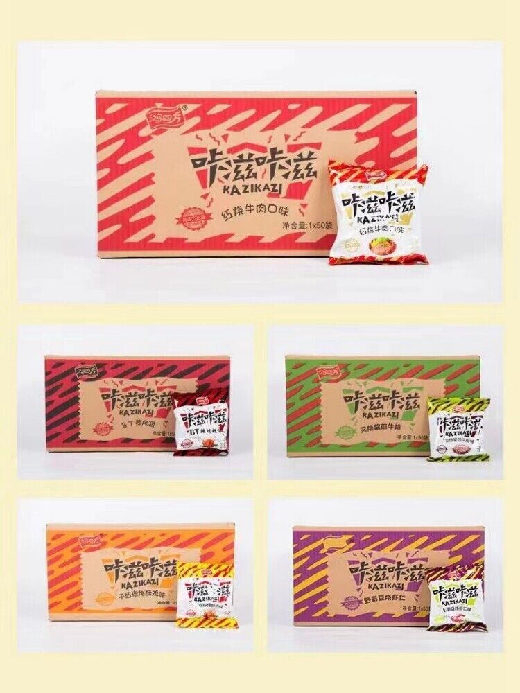 方便干吃脆面鸿四方咔滋大包零食 Easy To Eat Crispy Noodles Red Square Big Bag Of Crunch Snacks