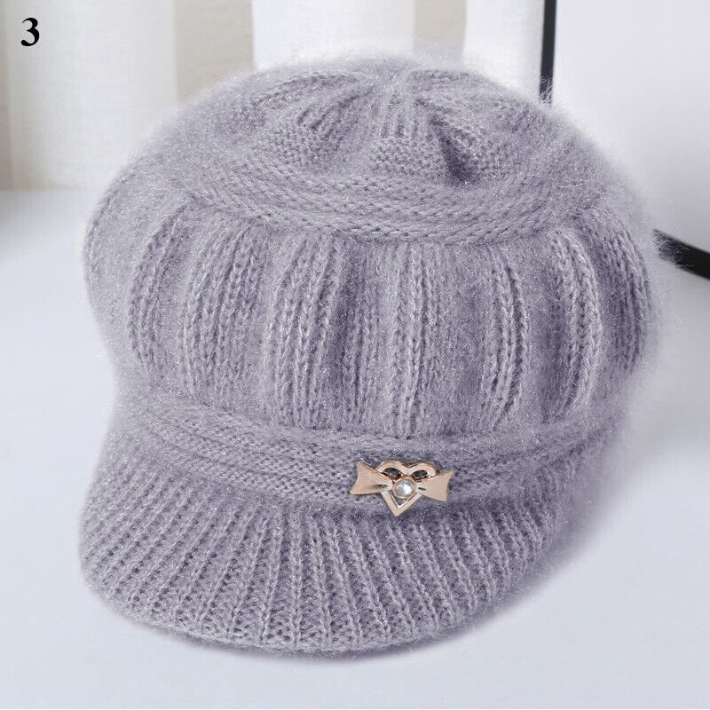 Women Winter Beanie Hats Short Brim Peaked Cap Mother Hats Pumpkin Hat Warm Soft