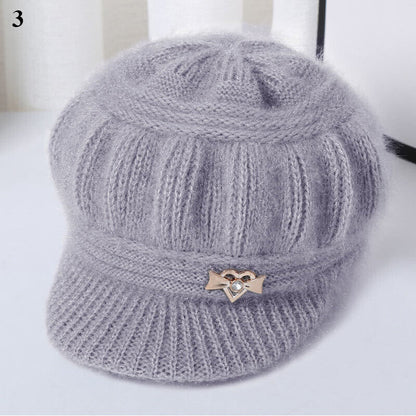 Women Winter Beanie Hats Short Brim Peaked Cap Mother Hats Pumpkin Hat Warm Soft