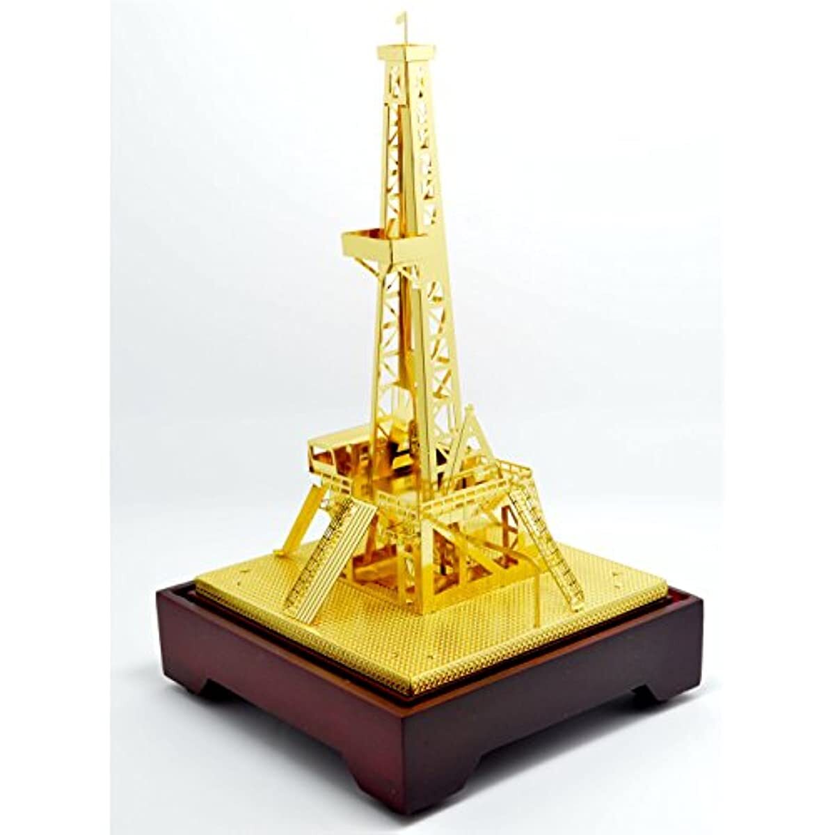 Copper Oilfield Oil Well Derrick Drill Rig Gold Model Commemorative Edition