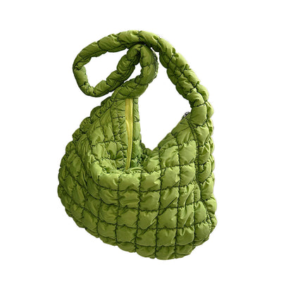 Large Puffer Tote Bag Padded Style Quilted Shoulder Bags Black or Sage Womens