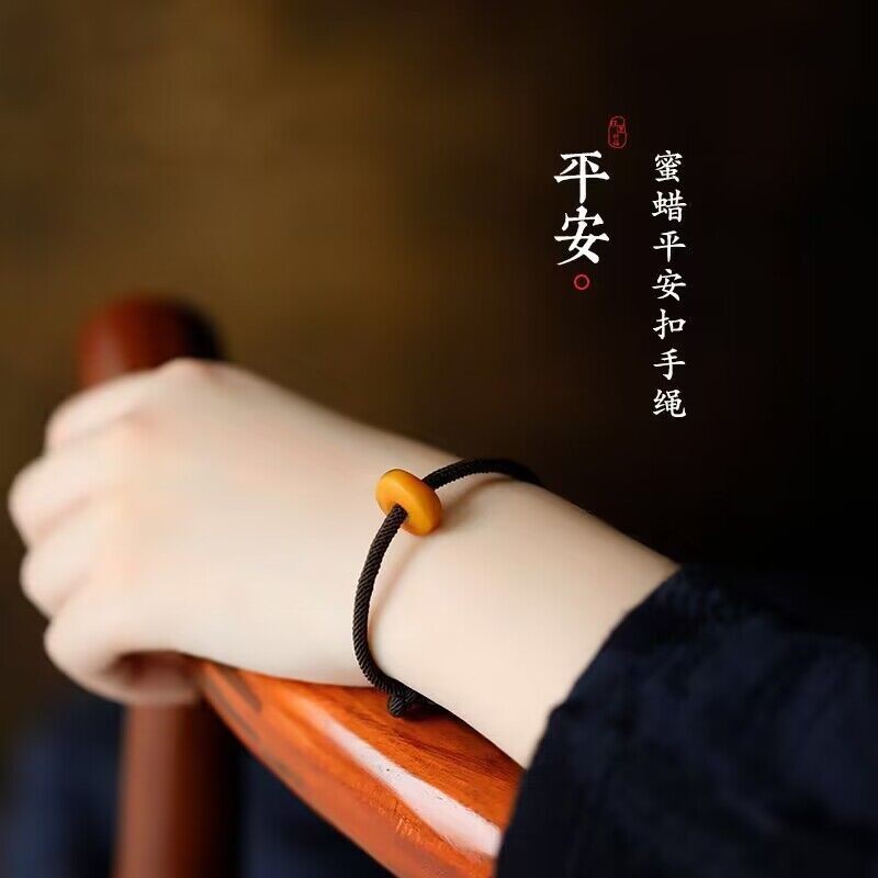 Natural Amber Rope Bracelet Zodiac Buddha Couple Beads Bracelet for Men Women