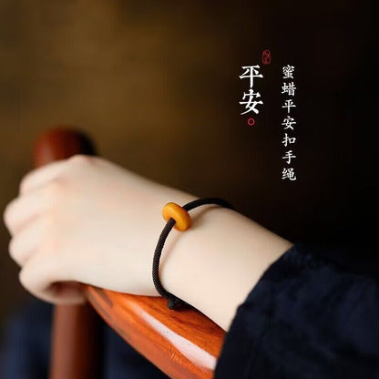 Natural Amber Rope Bracelet Zodiac Buddha Couple Beads Bracelet for Men Women