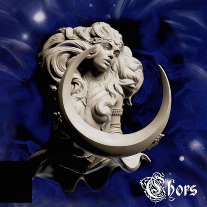 1/10 Resin Model Kit Fantasy Sexy Moon Goddess Bust Unpainted Unassembled