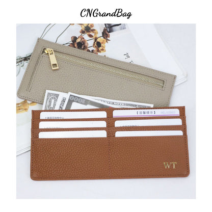 Genuine Leather Card Wallet Flat Purse Ultra Thin Leather Long Wallet 9*20 CM