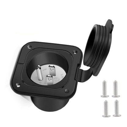 15A 125V RV Power Inlet Socket with Waterproof Cap for Camper Trailer Marine