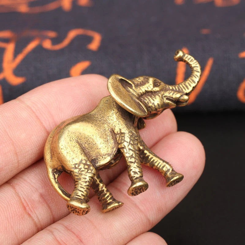5.5cm Retro Brass Elephant Figurines Tea Pet Table Ornament Home Decoration