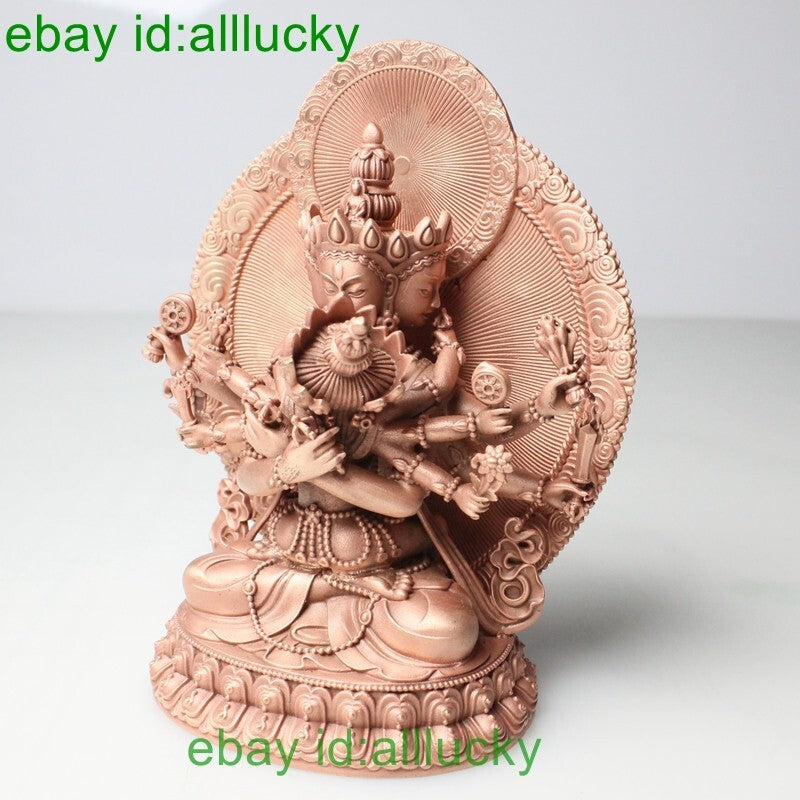 11cm Red Copper Carving Guhyasamaja Buddha Statue Tibet Akshobhyavajra