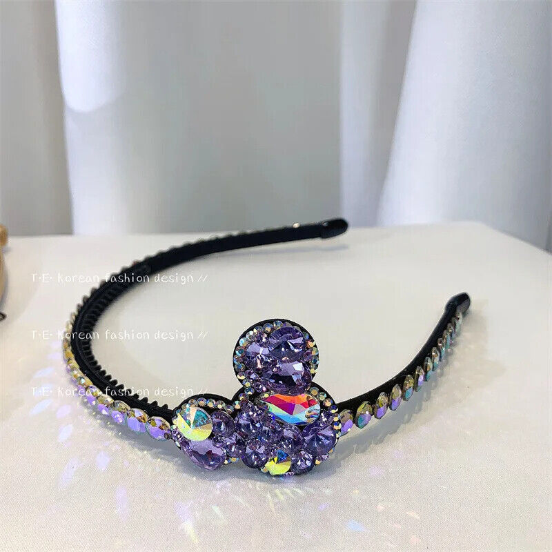 Women Headband Vintage Baroque Flower Big Diamond Luxury Fashion Party Hairbands