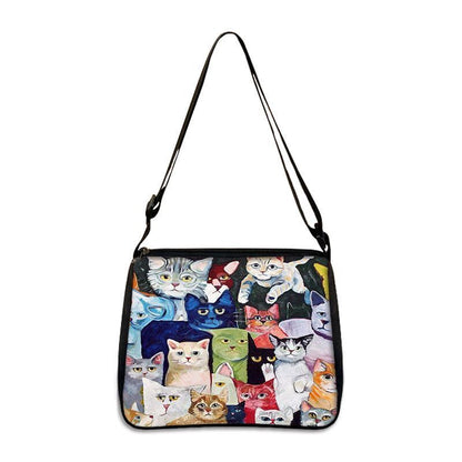 Customized Shoulder Bag Cute Black White Cat Printing Handbag Purse Storage Bag