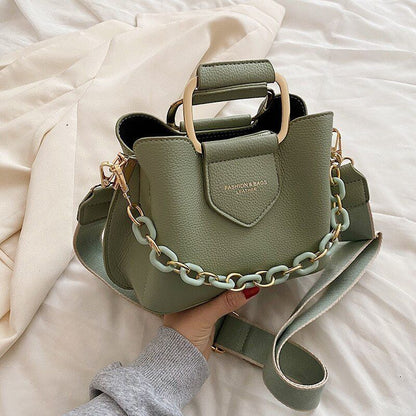 Messenger Bag Portable Bucket Bag Shoulder Bag Women Crossbody 20*17*9 CM Brown