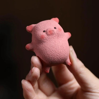 Little Pig Pink Purple Sands Tea Pet 5.5cm 2.2in Tea Tray Desktop Mini Decor