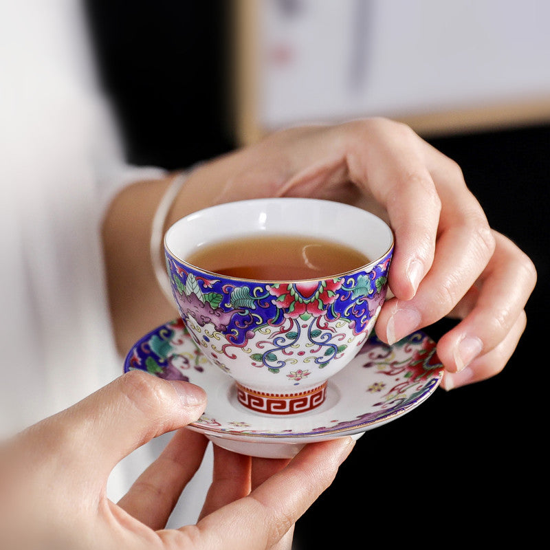 Boutique Tea Cup With Coaster Chinese Jingdezhen Town Porcelain Cup Saucer New