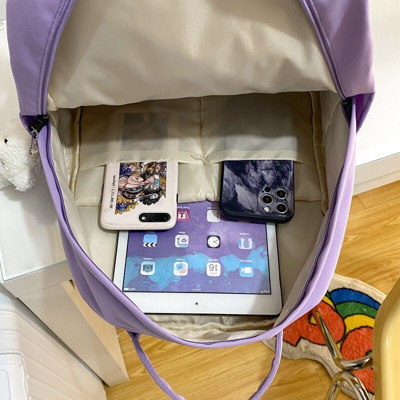 Double Zipper Backpack Buckle Travel Bag Laptop Backpack Student Schoolbag Nylon