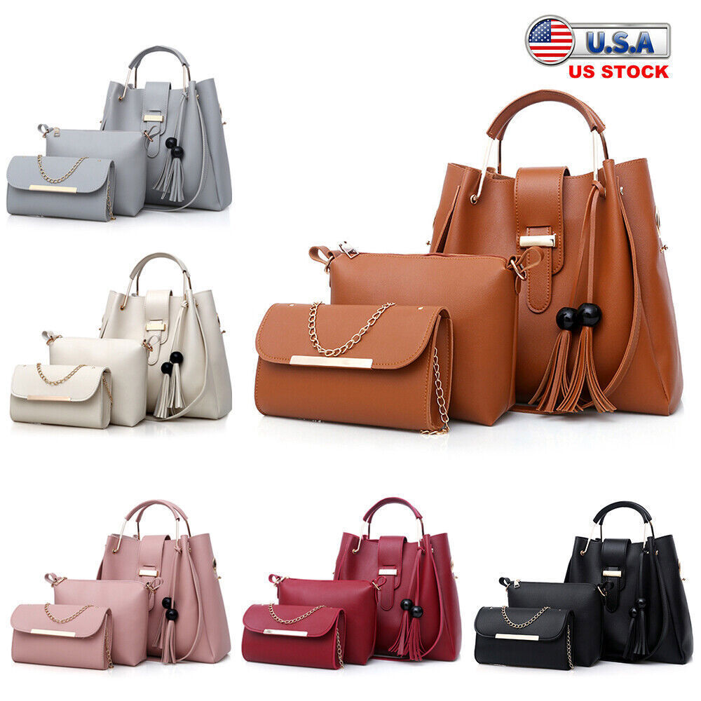 4Pcs/Set Women Lady Leather Handbags Messenger Shoulder Bags Tote Satchel Purse