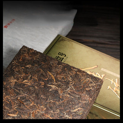 1000g Chinese Aged Pu-Erh Tea Yunnan Cooked Pu-erh Black Tea Craft Gold Brick