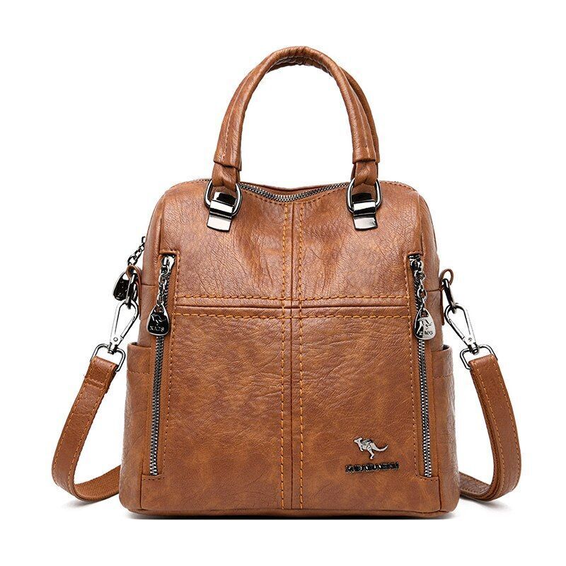 High Quality Leather Backpack Shoulder Bags Multifunction Travel School Bag 1 PC