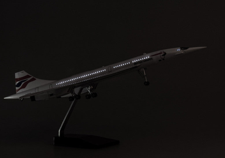 1:125 50CM BRITISH AIRWAYS Concorde Plane Led Sound-Controll Light Resin Model