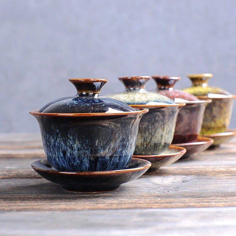 Yixing Ceramic Gaiwan Teacup Tea tureen Bowl Japanese Retro Home set Drinkware