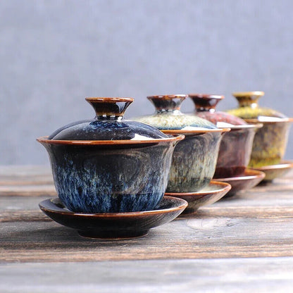Yixing Ceramic Gaiwan Teacup Tea tureen Bowl Japanese Retro Home set Drinkware