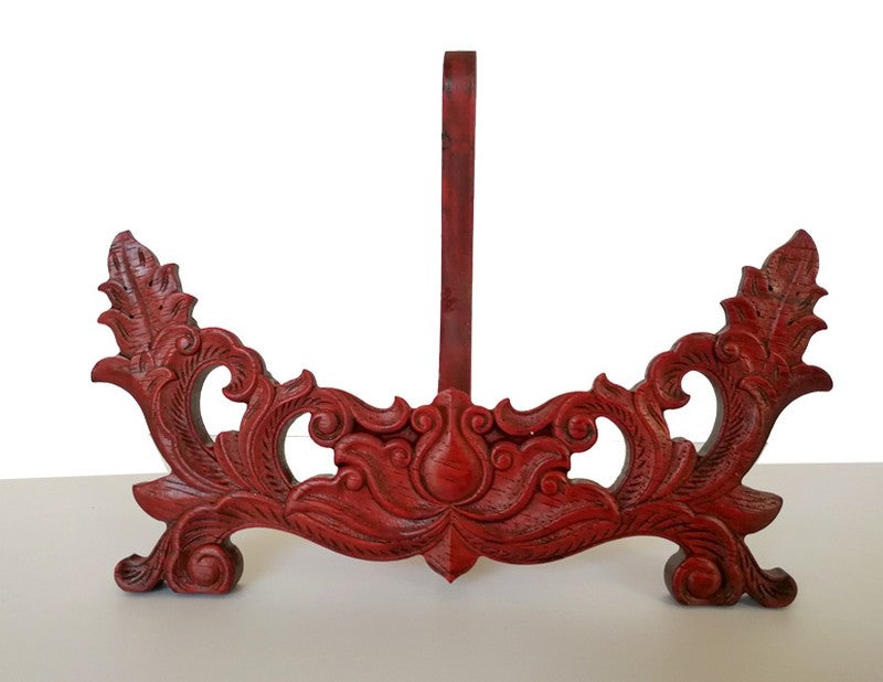 10" Peach Wood Carved Plate Easel Display Frame Holder Stand
